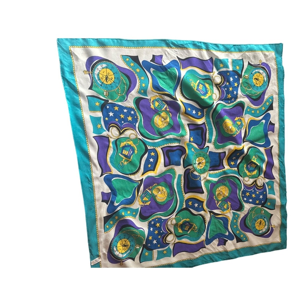 Liz‎ Sinclair Vintage Blue Purple Nautical Scarf Made in Italy